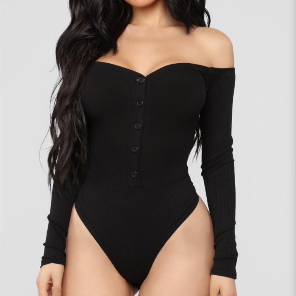 Fashion Nova Black Off-Shoulder Bodysuit